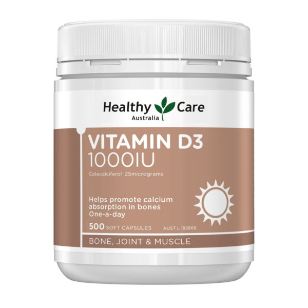 Healthy Care Vitamin D3 1000IU - 500 Capsules