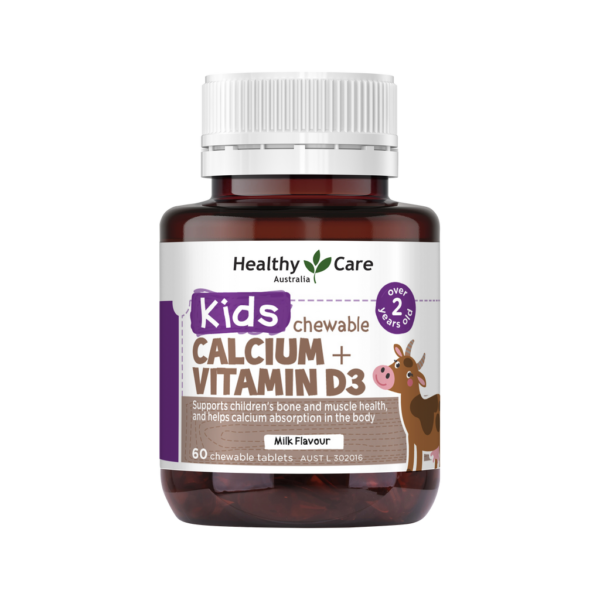 Healthy Care Kids Calcium + Vitamin D3 - 60 Chewable Tablets