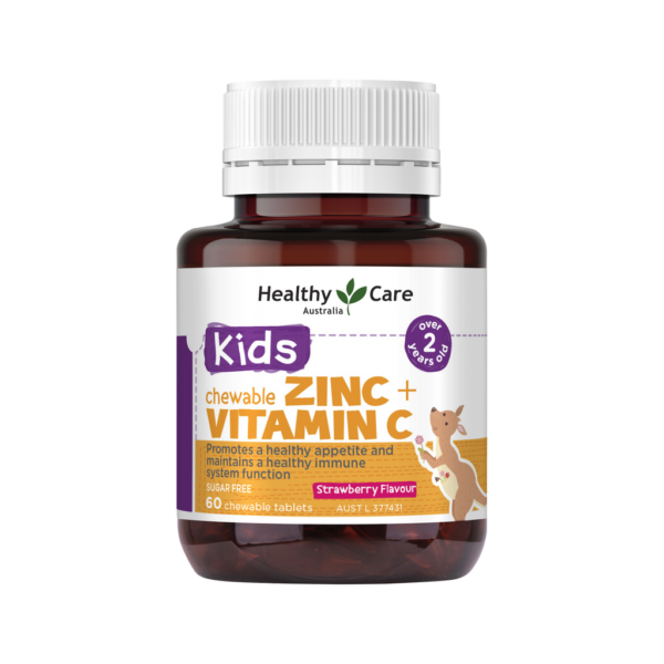 Healthy Care Kids Chewable Zinc + Vitamin C 60 Chewable Tablets